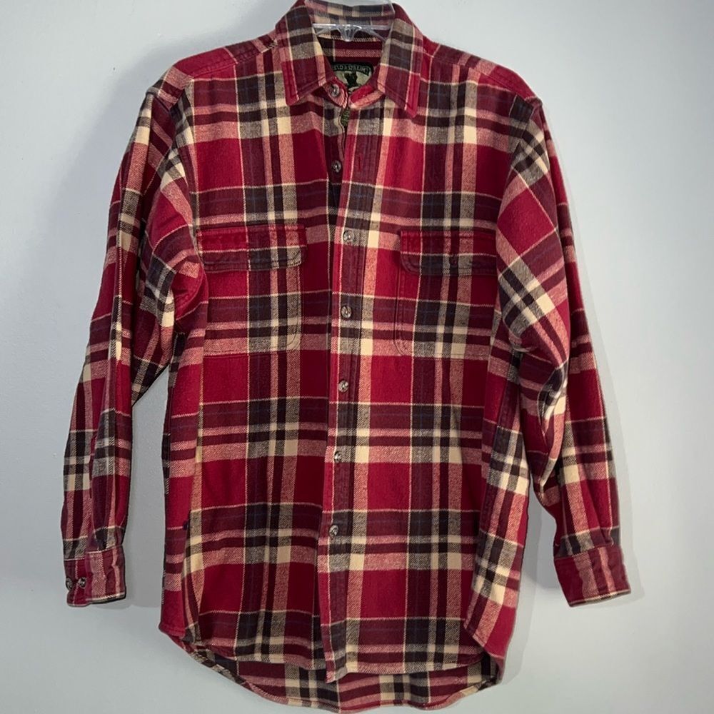 FIELD & STREAM Button Heavy Flannel Shirt Classic Red Lumberjack Plaid Mens M